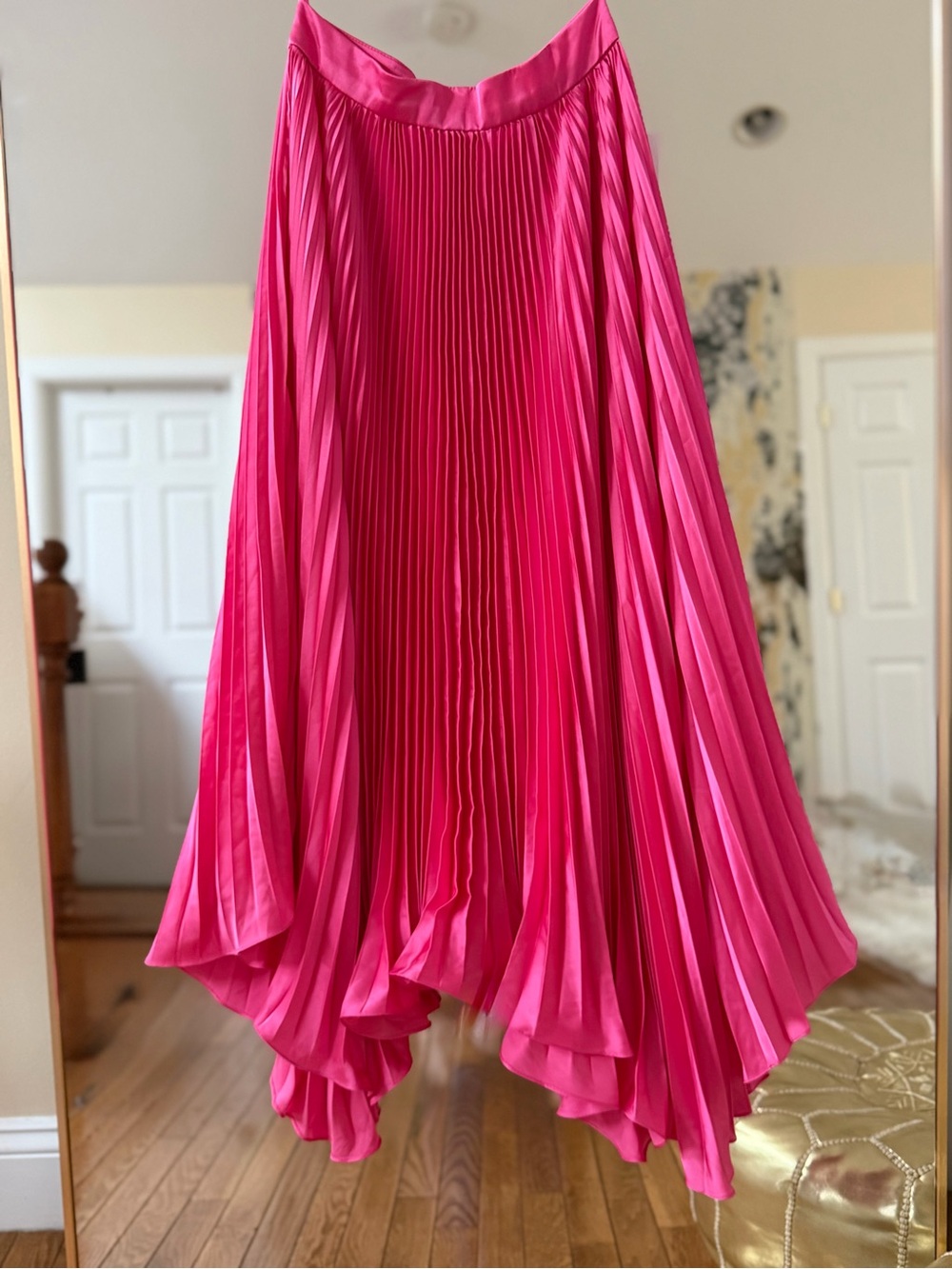 NWT MAC DUGGAL Pink Pleated Satin Maxi Skirt ~ Size XS Retail $298